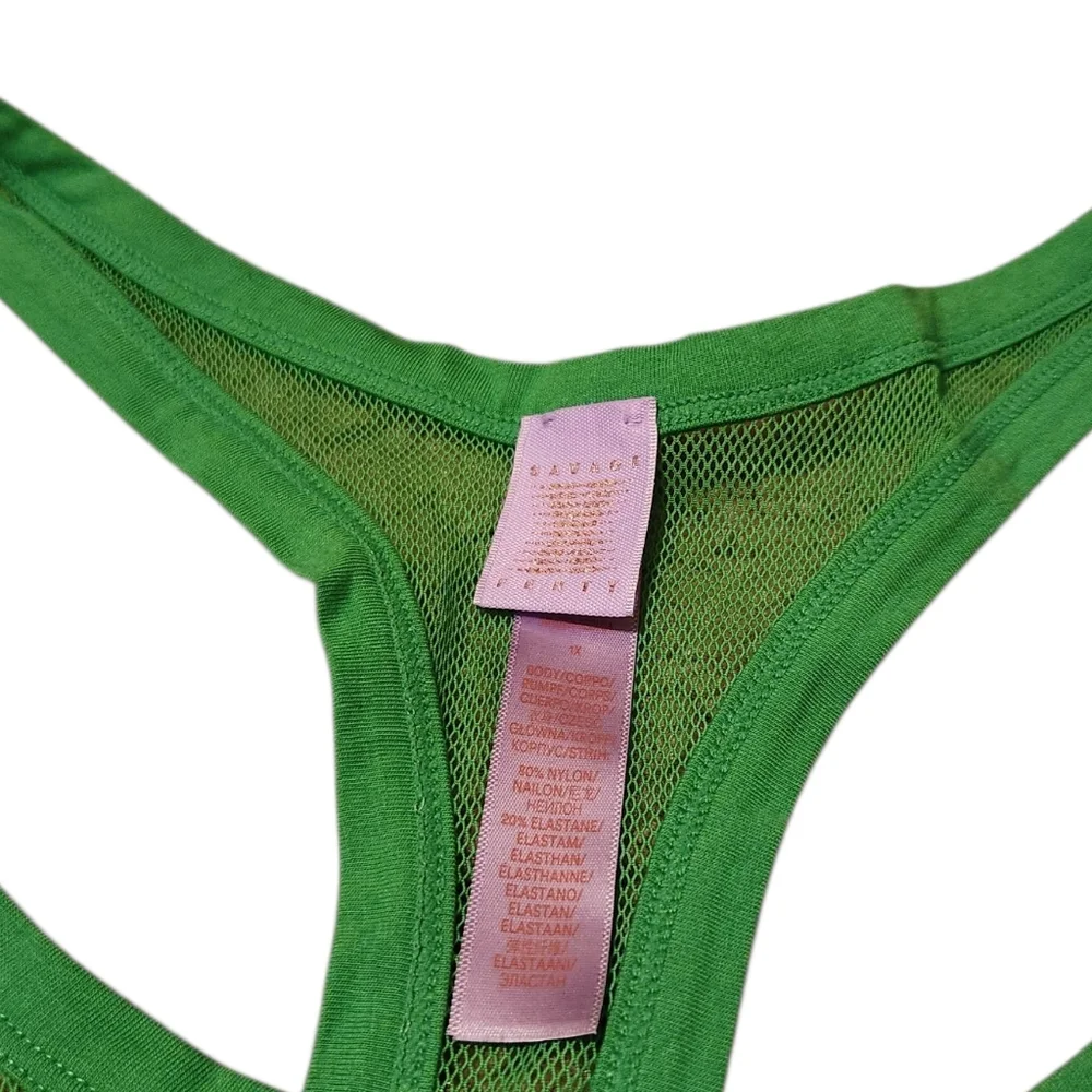 Women’s 1X Savage X Fenty Green Kiwi Nothin' But Net Slip - Picture 2 of 4